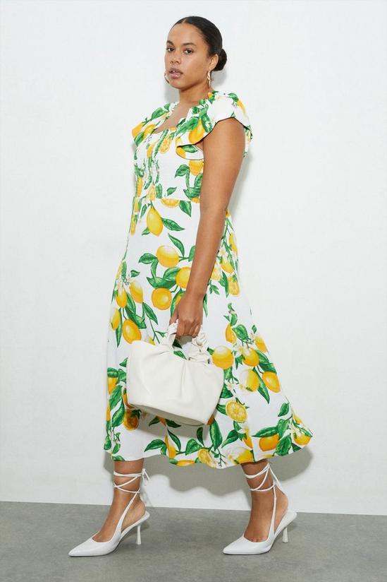Dorothy Perkins Lemon Textured Shirred Bodice Midi Dress 4