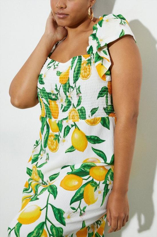 Dorothy Perkins Lemon Textured Shirred Bodice Midi Dress 5