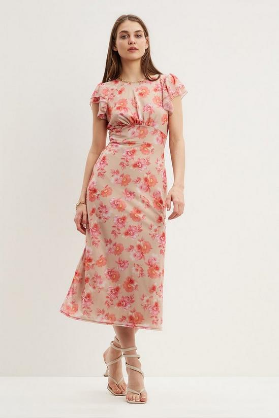 Dorothy Perkins Pink Floral Mesh Midi Dress 1