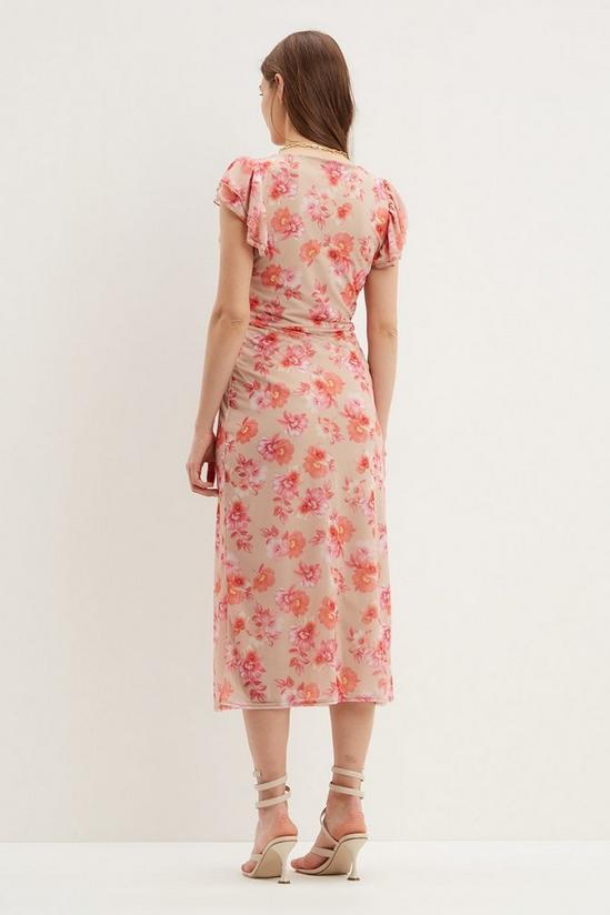 Dorothy Perkins Pink Floral Mesh Midi Dress 3