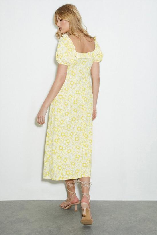 Dorothy Perkins Yellow Floral Textured Square Neck Midi Dress 3