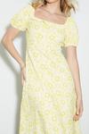 Dorothy Perkins Yellow Floral Textured Square Neck Midi Dress thumbnail 4