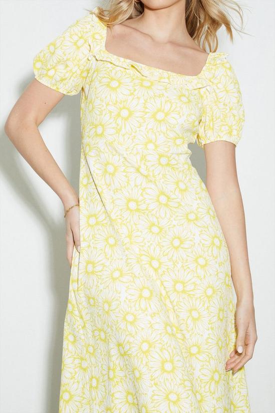 Dorothy Perkins Yellow Floral Textured Square Neck Midi Dress 4