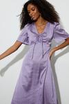 Dorothy Perkins Petite Lilac Spot Satin Angel Sleeve Dress thumbnail 1