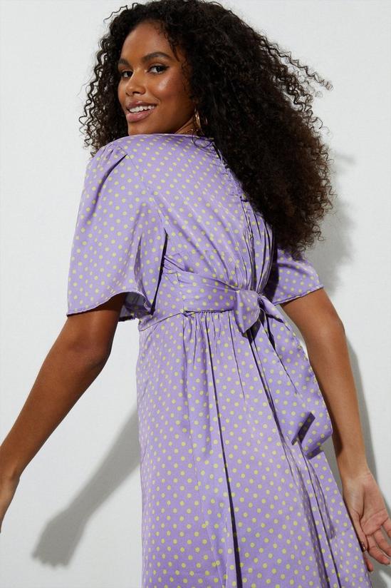 Dorothy Perkins Petite Lilac Spot Satin Angel Sleeve Dress 5