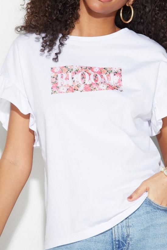 Dorothy Perkins Floral Print Logo Frill Sleeve T Shirt 4