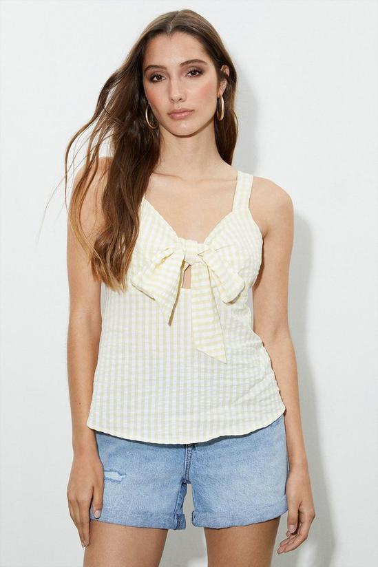 Dorothy Perkins Tall Yellow Stripe Tie Front Cami Top 1
