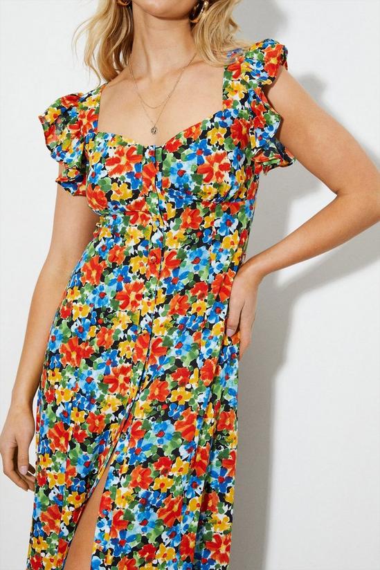 Dorothy Perkins Floral Button Front Ruffle Sleeve Midi Dress 4