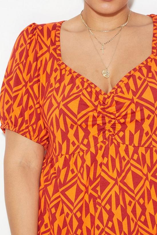 Dorothy Perkins Curve Red Geo Sweetheart Neck Top 4