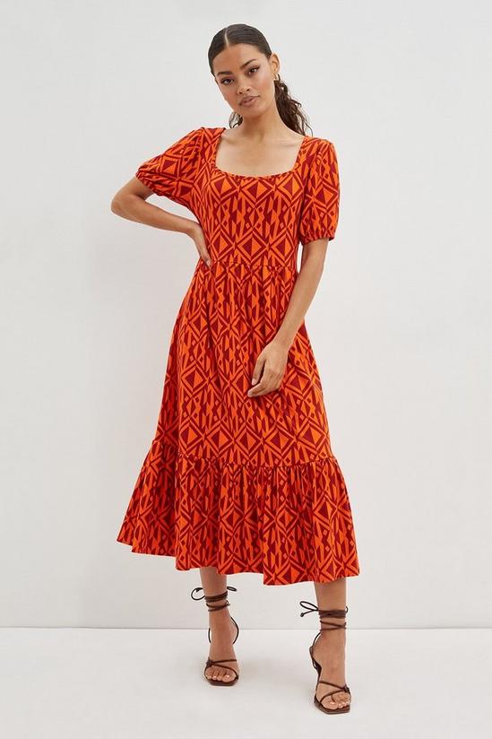 Dorothy Perkins Petite Red Geo Tie Midi Dress 1