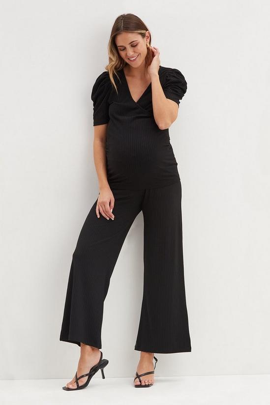 Dorothy Perkins Maternity Black Over Bump Wide Leg Trousers 1