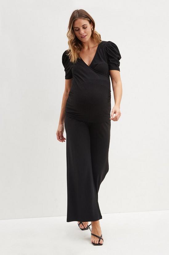 Dorothy Perkins Maternity Black Over Bump Wide Leg Trousers 2