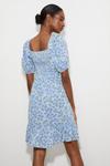 Dorothy Perkins Tall Blue Floral Frill Neck Mini Dress thumbnail 3
