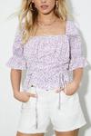 Dorothy Perkins Petite Purple Ditsy Ruched Front Blouse thumbnail 4