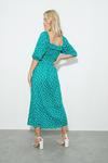 Dorothy Perkins Petite Green Spot Shirred Midi Dress thumbnail 3