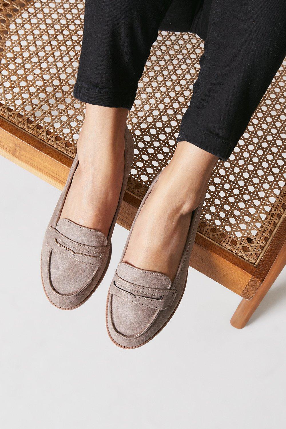 Women’s Wide Fit Lara Penny Loafers - taupe - 5