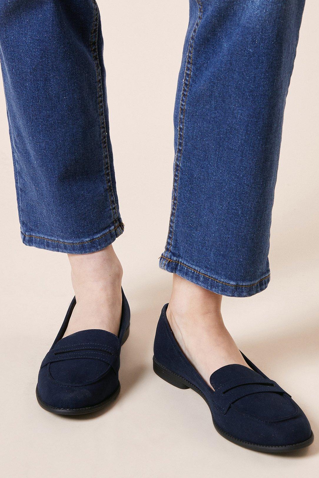 Womens navy best sale blue penny loafers