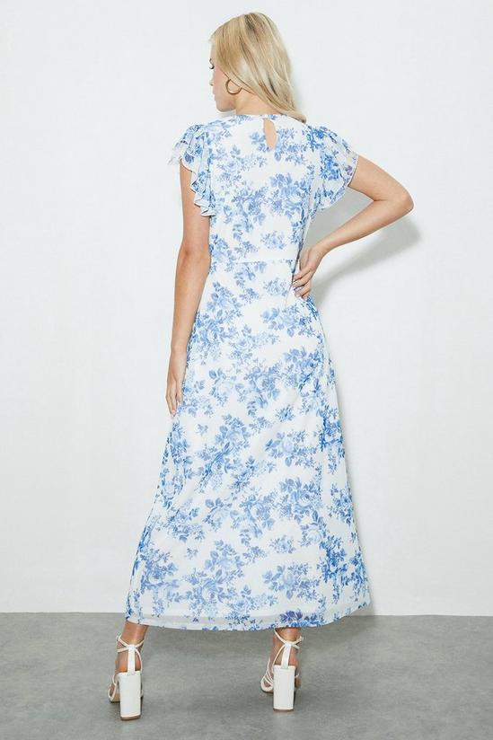 Dorothy Perkins Petite Blue Floral Mesh Midi Dress 3