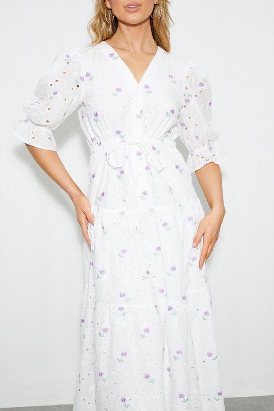 Dorothy Perkins Lilac Embroidered Broderie Midi Shirt Dress 4