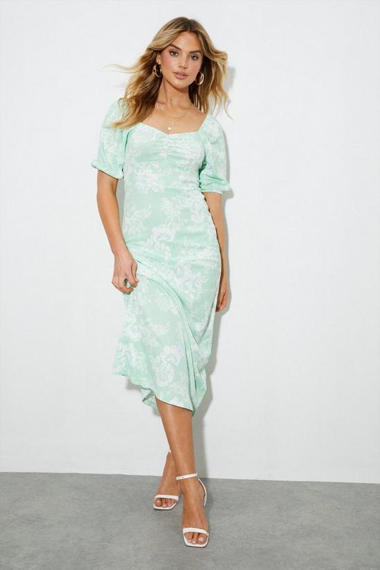 Dorothy Perkins Green Floral Textured Midi Dress 1