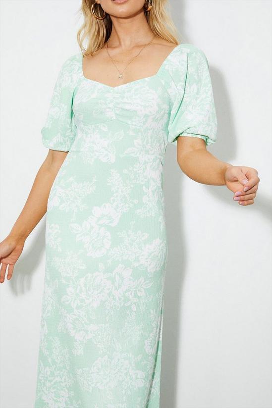 Dorothy Perkins Green Floral Textured Midi Dress 4