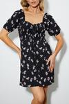 Dorothy Perkins Black Floral Textured Shirred Mini Dress thumbnail 4