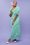 Dorothy Perkins Curve Green Ditsy Ruffle Shirred Back Midi Dress thumbnail 1