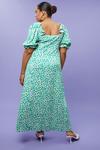 Dorothy Perkins Curve Green Ditsy Ruffle Shirred Back Midi Dress thumbnail 3