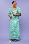Dorothy Perkins Curve Green Ditsy Ruffle Shirred Back Midi Dress thumbnail 4