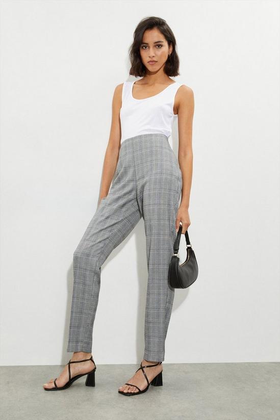 Dorothy Perkins Tall Grey Check Ankle Grazer Trousers 1