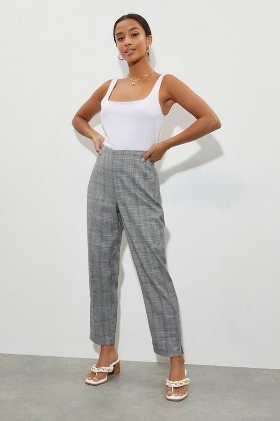 Dorothy Perkins Petite Grey Check Ankle Grazer Trousers 1