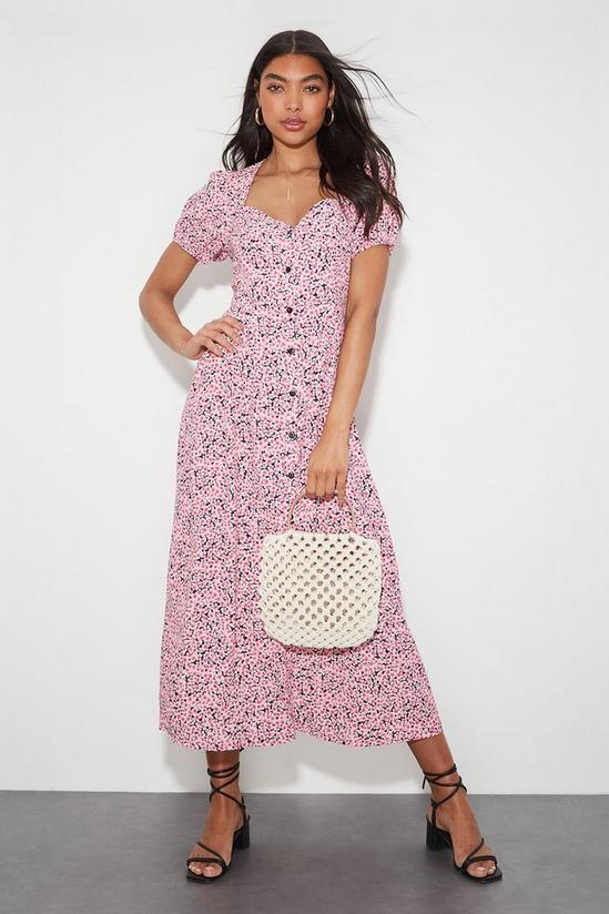 Dorothy Perkins Kitty Ditsy Button Through Fit Flare Midi Dress 2