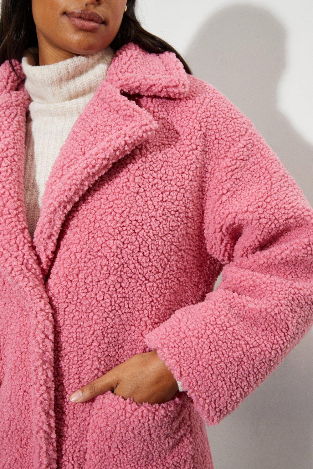 Dorothy perkins 2025 pink teddy coat