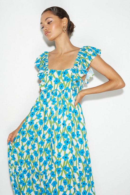 Dorothy Perkins Petite Blue Ruffle Sleeve Maxi Dress 1