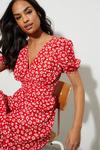 Dorothy Perkins Petite Red Ditsy Puff Sleeve Tiered Mini Dress thumbnail 5