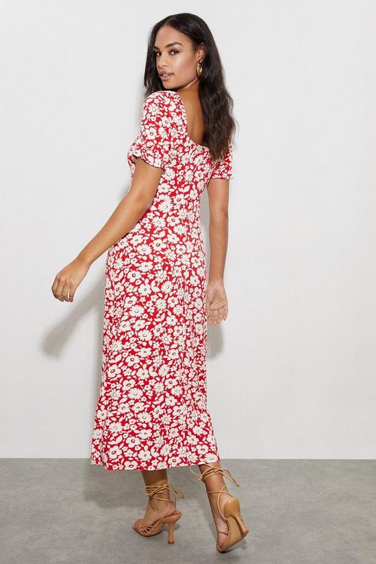 Dorothy Perkins Red Floral Ruched Midi Dress 3