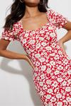 Dorothy Perkins Red Floral Ruched Midi Dress thumbnail 5