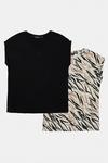 Dorothy Perkins 2 pack Black & Zebra Roll Sleeve T-Shirt thumbnail 1