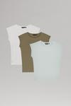 Dorothy Perkins 3 Pack Mint & Khaki & White Roll Sleeve T-Shirt thumbnail 1
