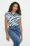 Dorothy Perkins 3 pack Black, White & Blue Zebra Roll Sleeve T-Shirt thumbnail 2