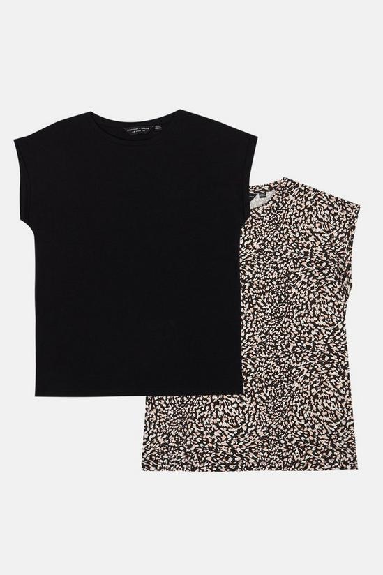 Dorothy Perkins 3 pack Black, White & Spot Roll Sleeve T-Shirt 1