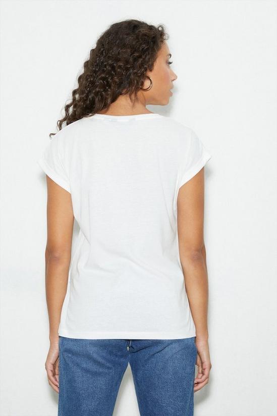 Dorothy Perkins 3 pack Black, White & Spot Roll Sleeve T-Shirt 4