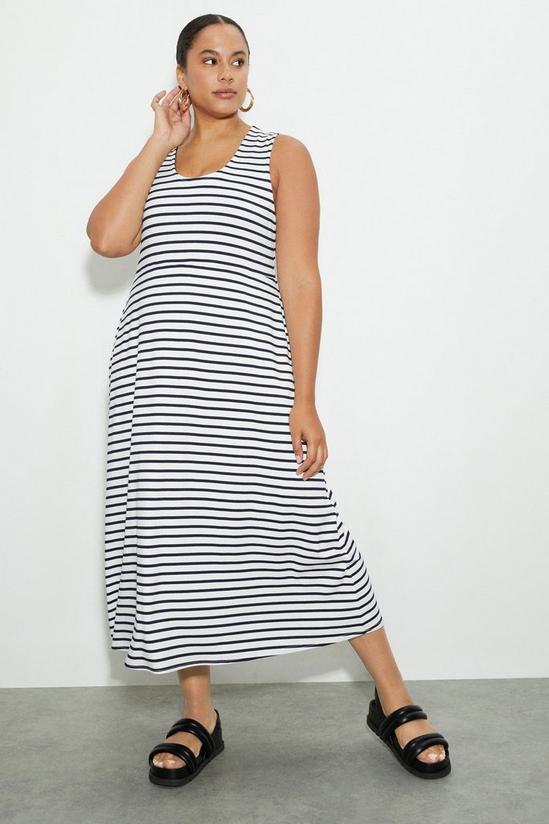 Dorothy Perkins Curve Navy Stripe Strappy Midi Dress 1