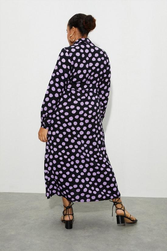 Dorothy Perkins Curve Purple Spot Midi Shirt Dress 3