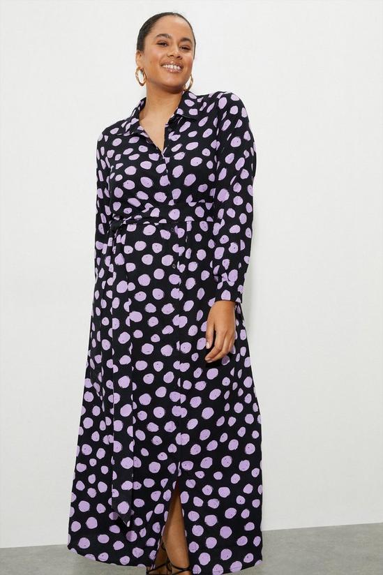 Dorothy Perkins Curve Purple Spot Midi Shirt Dress 5