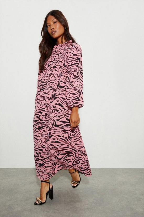 Dorothy Perkins Petite Pink Zebra Print Shirred Bodice Dress 2