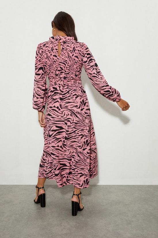Dorothy Perkins Petite Pink Zebra Print Shirred Bodice Dress 3