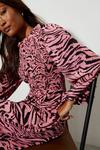 Dorothy Perkins Petite Pink Zebra Print Shirred Bodice Dress thumbnail 4