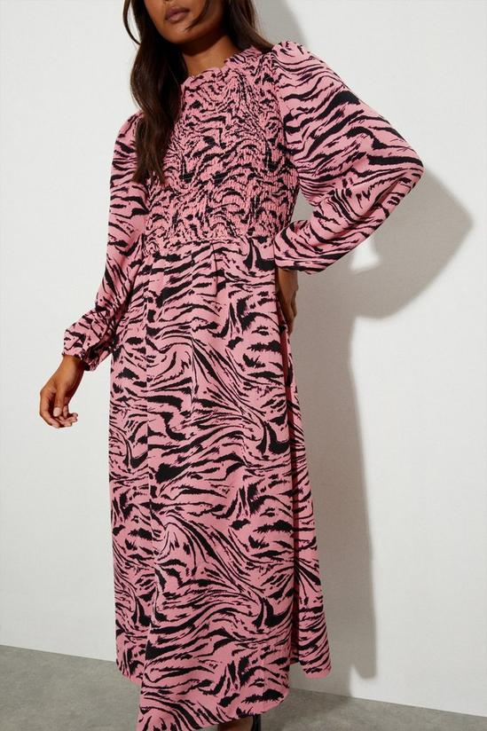Dorothy Perkins Petite Pink Zebra Print Shirred Bodice Dress 5