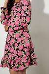 Dorothy Perkins Petite Bright Rose Print Frill Hem Mini Dress thumbnail 4